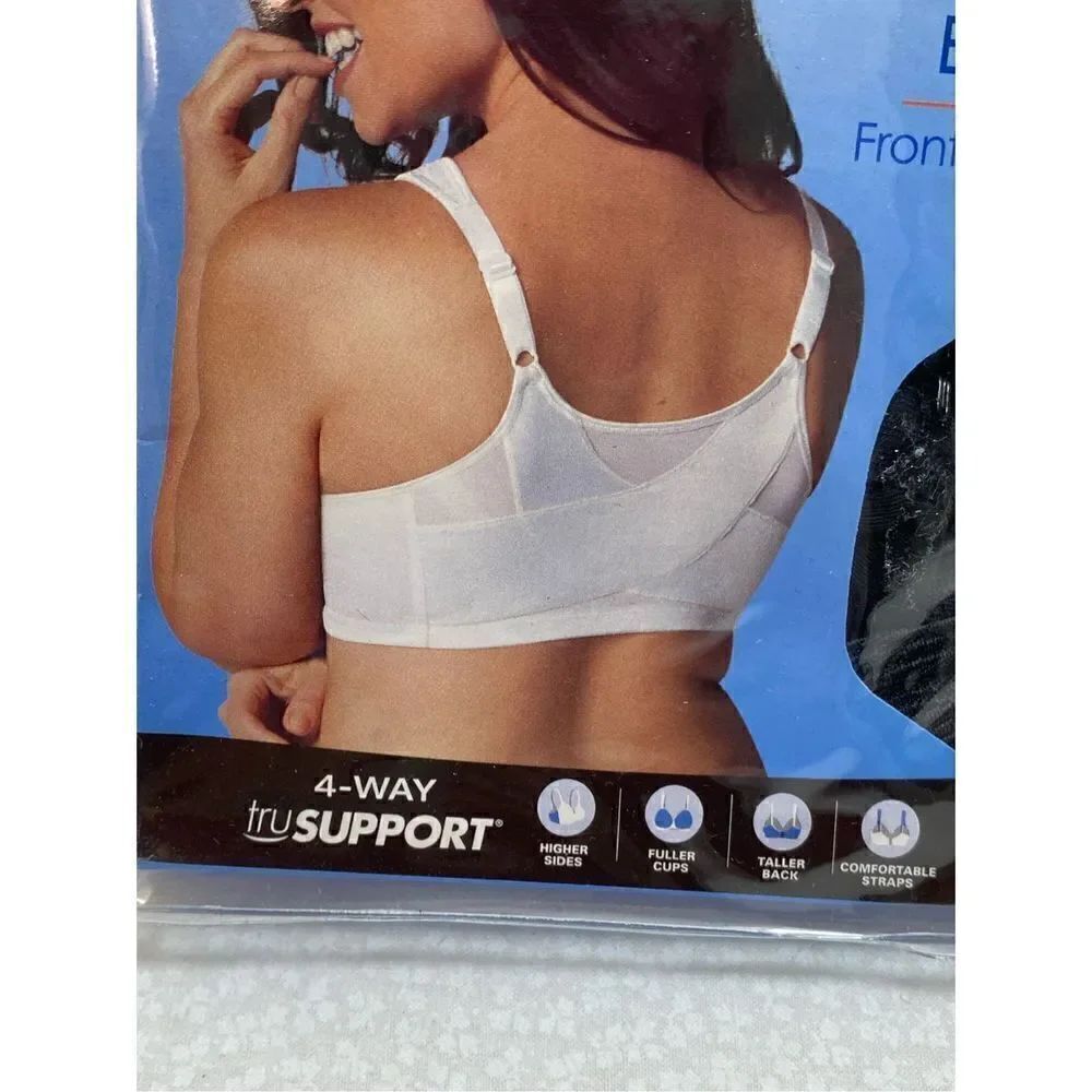 Playtex Women's 18 Hour 36B BLACK Front Close Wirefree Back Support Posture Full - Picture 8 of 13
